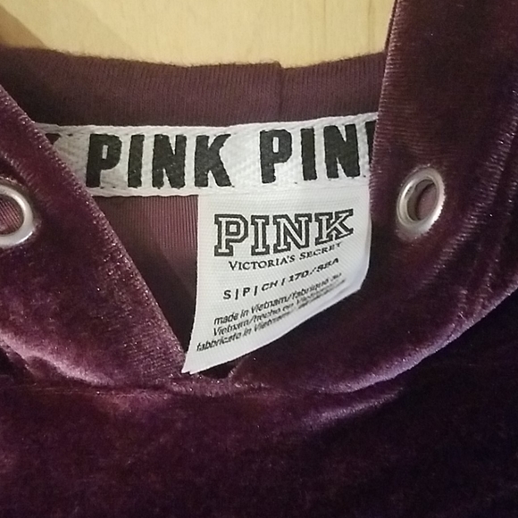 PINK Victoria Secret Velour Velvet Crop Hoodie - Picture 3 of 4